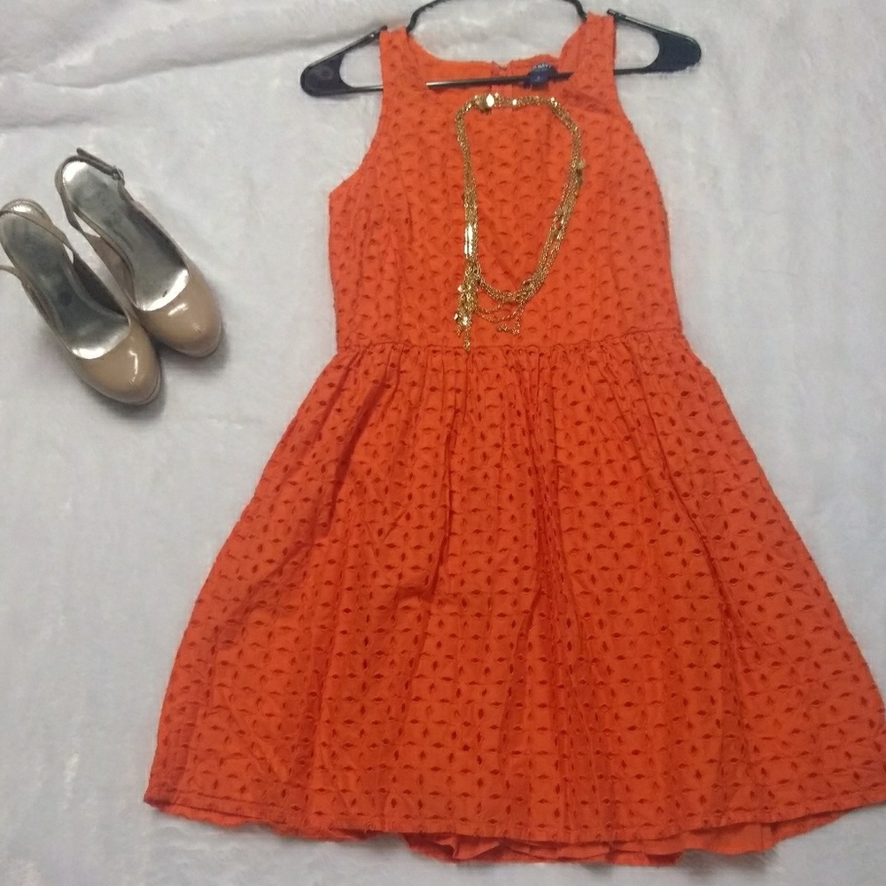 Old navy ladies size 2 orange eyelet lace sundress